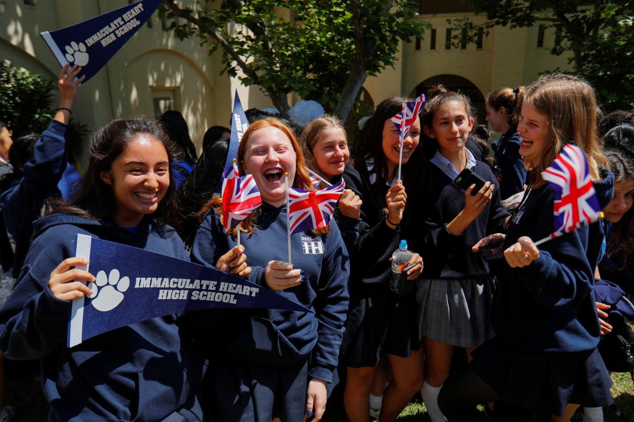 Los Angeles's students at Catholic Immaculate Heart High School honor alumna Meghan Markle ahead of royal wedding