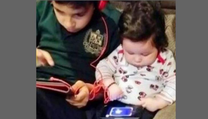 Taimur ali Khan watching movie