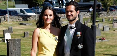 Princess Sofia of Sweden wears a gorgeous yellow asymmetrical gown at Louise Gottlieb's royal wedding 