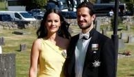 Princess Sofia of Sweden wears a gorgeous yellow asymmetrical gown at Louise Gottlieb's royal wedding 