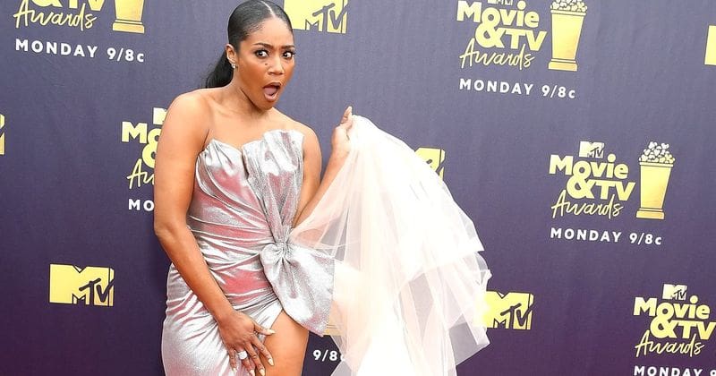 MTV Awards host Tiffany Haddish handled the near wardrobe malfunction like a pro 