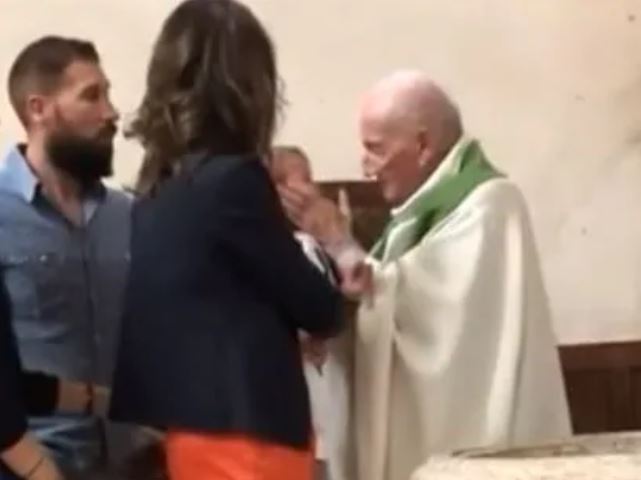Shocking! Priest slaps crying baby during baptism; watch video
