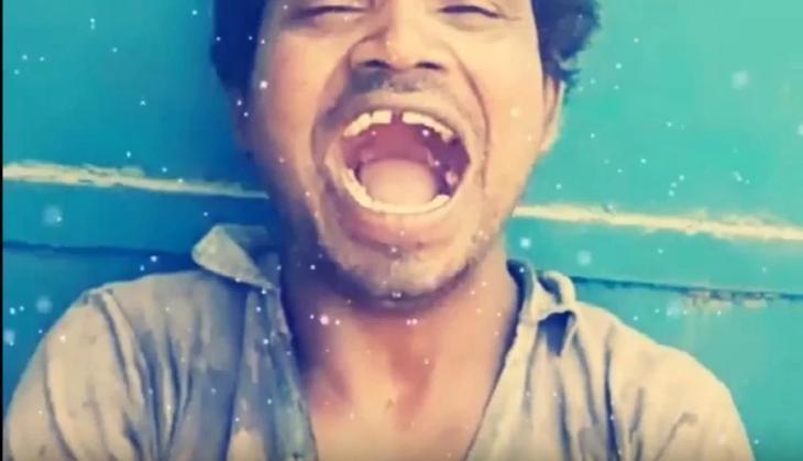 Man out water of his mouth