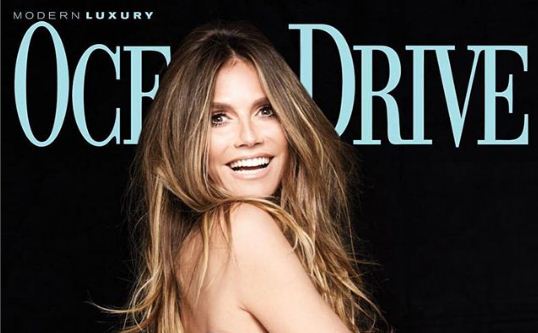 Supermodel Heidi Klum poses topless for Ocean Drive's Swimsuit double issue