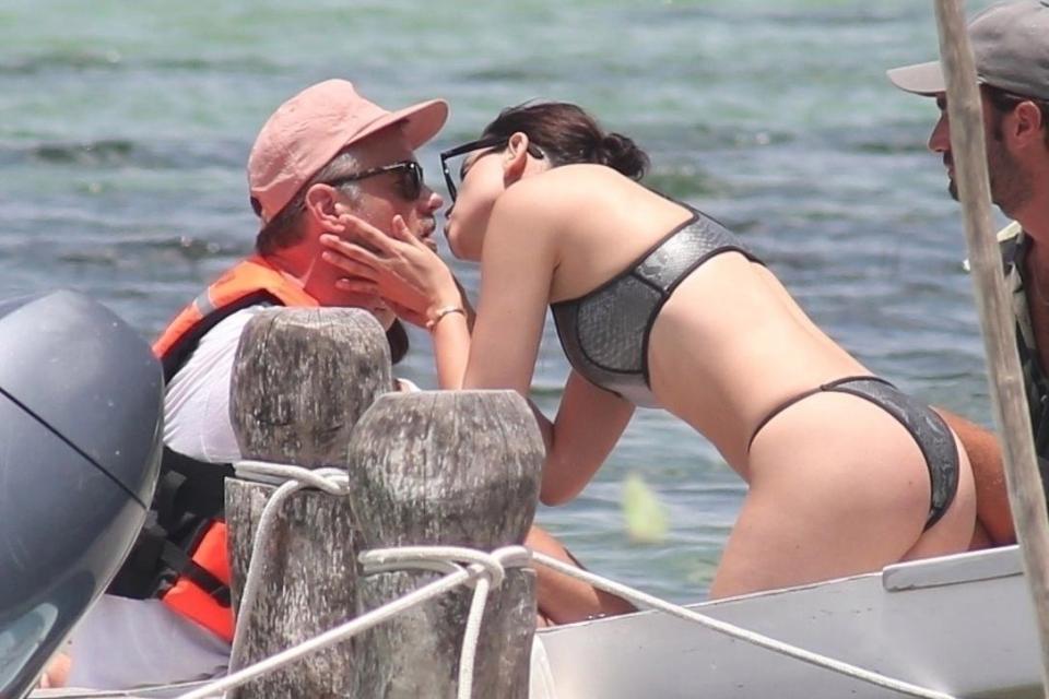 Josh Duhamel kisses bikini-clad Eiza Gonzalez on a boat in Mexico