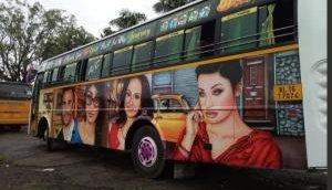 Bus painted with porn star Mia Khalifa picture roaming in the streets of India