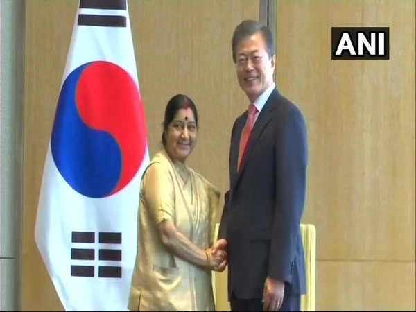 Sushma Swaraj meets South Korean President Moon Jae-in