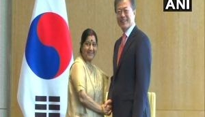 Sushma Swaraj meets South Korean President Moon Jae-in