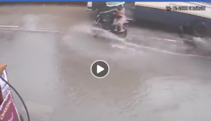 Mumbai: Shocking! On CCTV, woman on bike dies; crushed by bus after hitting pothole in rain in Kalyan