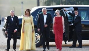 British PM Theresa May welcomes US President Trump with reception dinner