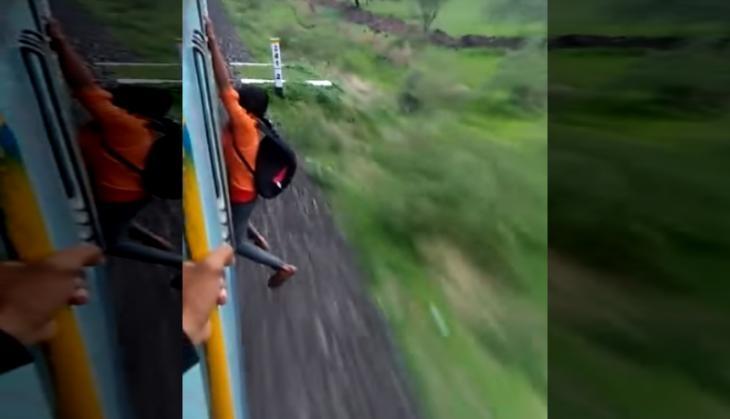 Stunt on Running Train