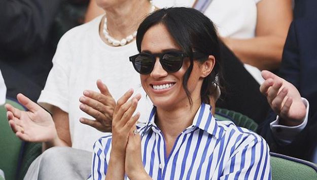 Meghan Markle wears Ralph Lauren shirt with classy white pants at Wimbledon