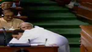 'Bhagidar not chowkidar': Rahul attacks and then hugs Modi during No Confidence Motion