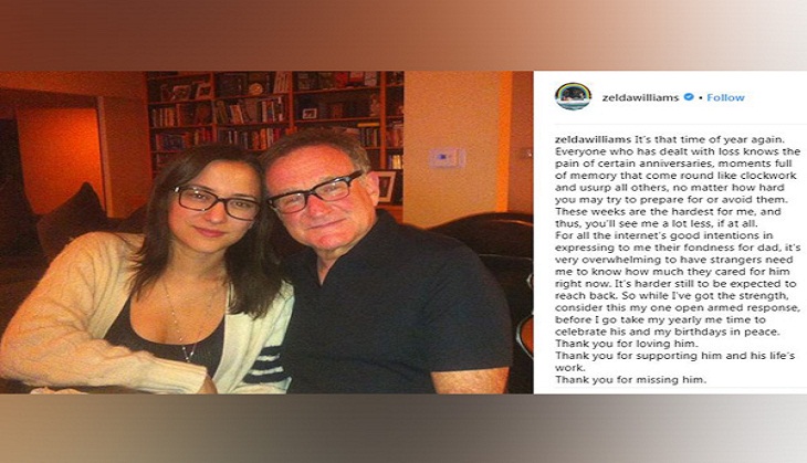 Zelda Williams pens heartfelt note for late father