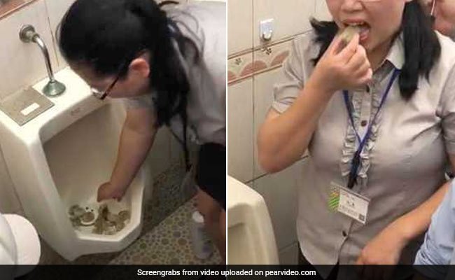 Bizzare!  Staff eats off urinal food to prove how hygenic it is; video inside  