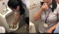 Bizzare!  Staff eats off urinal food to prove how hygenic it is; video inside  
