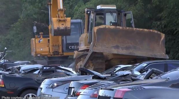 Viral Video: Luxury vehicles including Porsches and Lamborghinis worth $5.5 Million destroyed by bulldozer