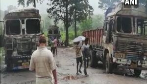 Naxals torch vehicles at road construction site in Chhattisgarh