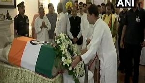 Rahul Gandhi pays tribute to Atal Bihari Vajpayee at his residence