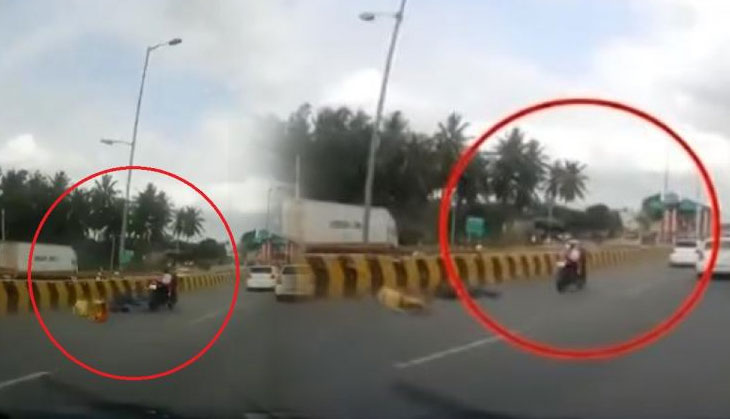 OMG! Miraculous escape for toddler after horrific bike accident on Bengaluru road; video will give you goosebumps