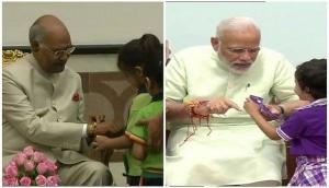 Raksha Bandhan: Children tie Rakhi to PM Modi, President Ram Nath Kovind