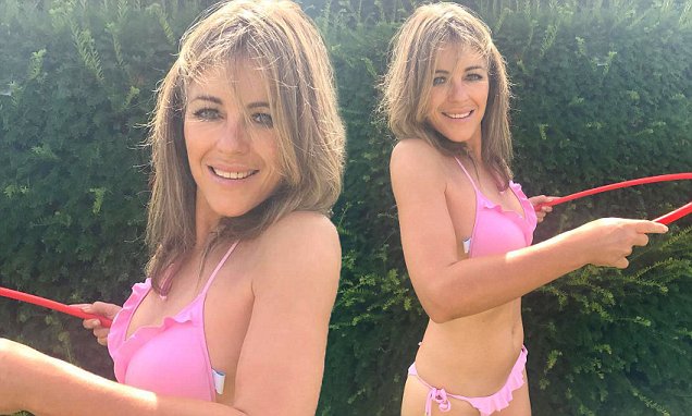 Seductive Again! Elizabeth Hurley flaunts her bikini body during 'Hula Hooping' and its too hot to handle