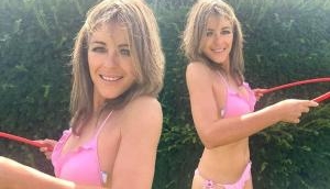 Seductive Again! Elizabeth Hurley flaunts her bikini body during 'Hula Hooping' and its too hot to handle