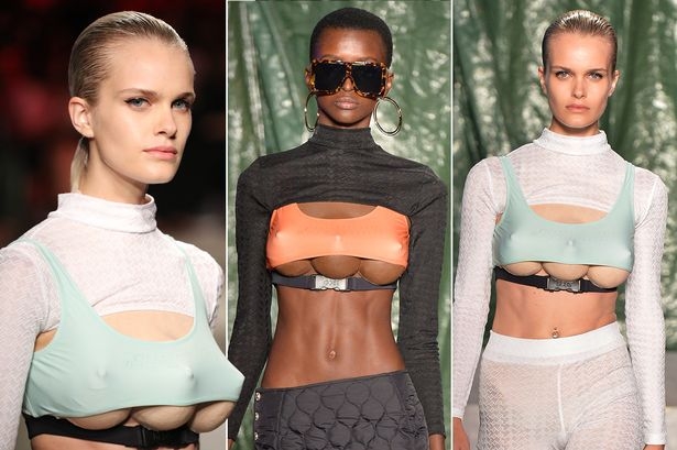Models with three breasts walk at Milan Fashion Week
