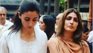 In the absence of Ranbir Kapoor, Alia Bhatt comes along with inconsolable Riddhima Kapoor at Krishna Raj Kapoor's funeral; see video