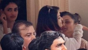 Here's what happened when Aishwarya Rai Bachchan hugged Abhishek Bachchan's ex-girlfriend Rani Mukherji at Krishna Raj Kapoor's funeral; see video