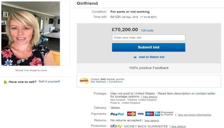 Girlfriend sale on eBay