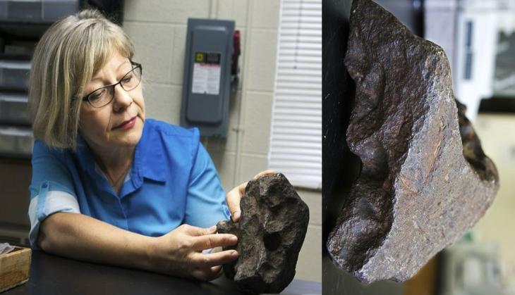 woman with stone
