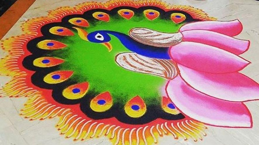 28+ Free Hand Diwali Simple Rangoli Kolam Designs Free Hand Diwali Peacock Rangoli Gif