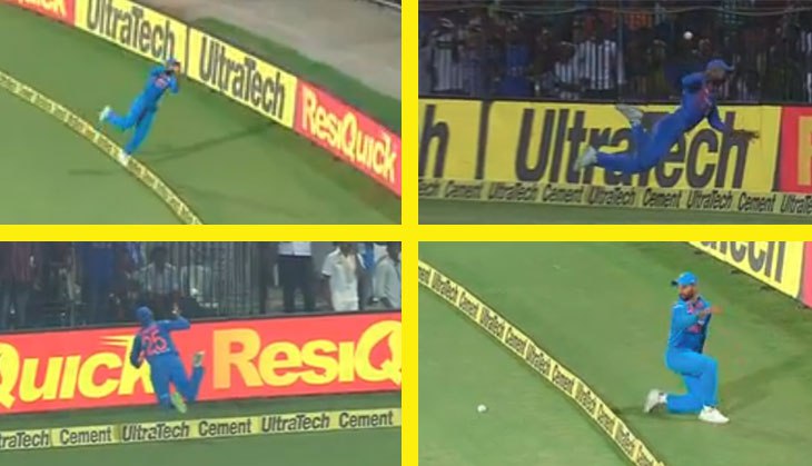 Shikhar Dhawan's amazing dive at boundary saves six for India: Watch Video