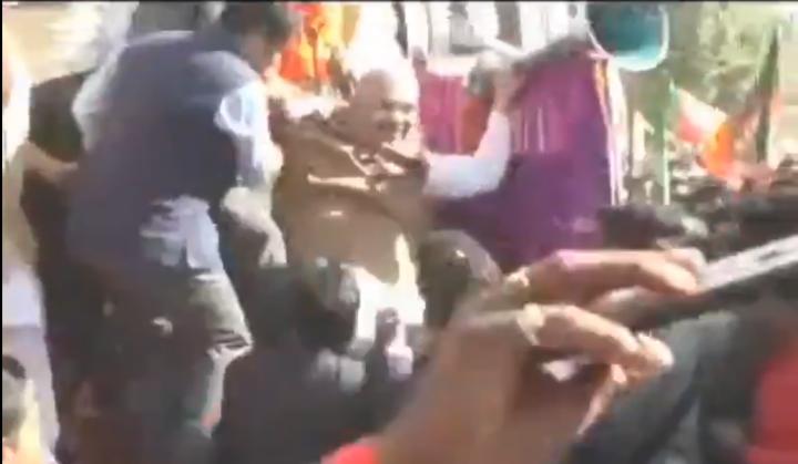 Watch: Amit Shah fell off the stage during an election rally in Madhya Pradesh, gets trolled on Twitter