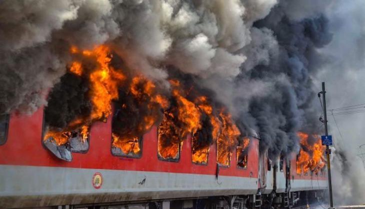 fire in train