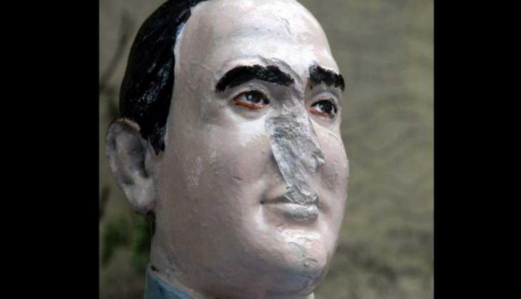 Statue of former PM Rajiv Gandhi’s statue blackened by the Akali activists