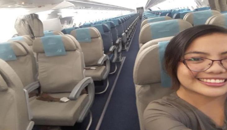Woman in flight