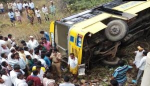 Andhra Pradesh: 15 students injured, 2 critical after a school bus carrying 50 falls into culvert in Guntur district