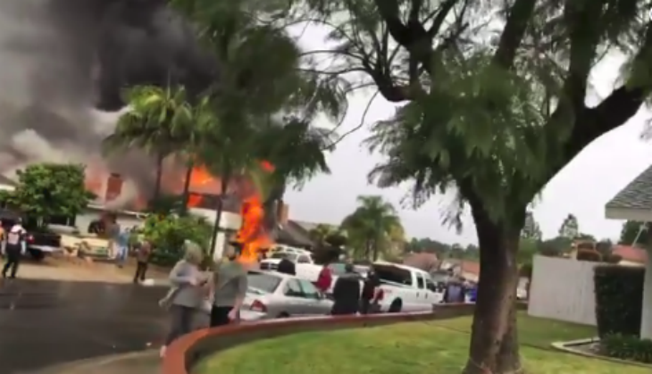 California Plane Crash: Watch Plane breaks off into pieces in mid air, crashes in southern California killing 5; video viral