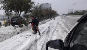 Snowfall in Noida! Have you seen these beautiful visuals of a heavy hailstorm in Delhi NCR?