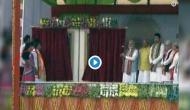 Video: Caught on Camera! Tripura minister on stage with PM Modi, gropes woman ministerial colleague during Agartala rally