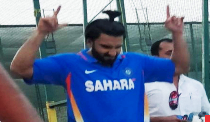 Ranveer Singh practicing for his upcoming film '83 with Kapil Dev helping him in nets