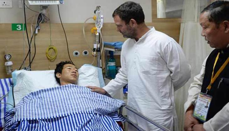 Rahul Gandhi meets victims of Arunachal violence in Guwahati