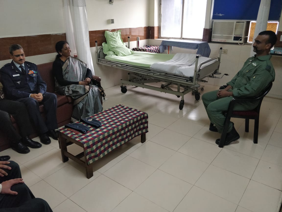 Nirmala Sitharaman meets IAF Pilot Abhinandan in hospital, post his return from Pakistan