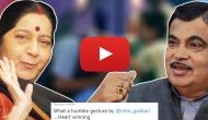 Watch: Sushma Swaraj and Nitin Gadkari sharing special bond ahead of polls; Twitterati say, ‘what a gesture!'