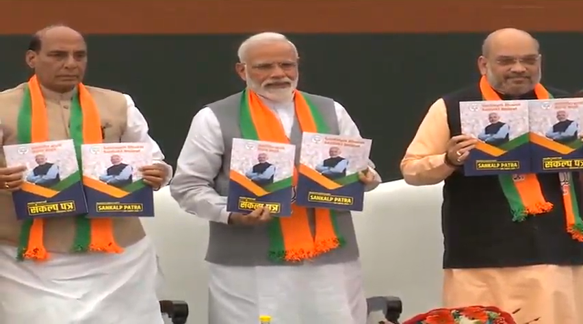 Sankalp Patra: PM Modi, Amit Shah releases BJP's Manifesto for Lok Sabha 2019 elections
