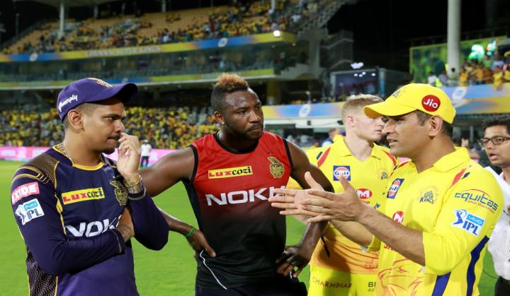 Video: MS Dhoni in awe of Andre Russell's hitting prowess; asks, 'Kaun itne chhakke maarta hai?'