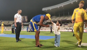 Ziva Dhoni teaches DJ Bravo the correct way to wear a cap, gives Imran Tahir a trophy