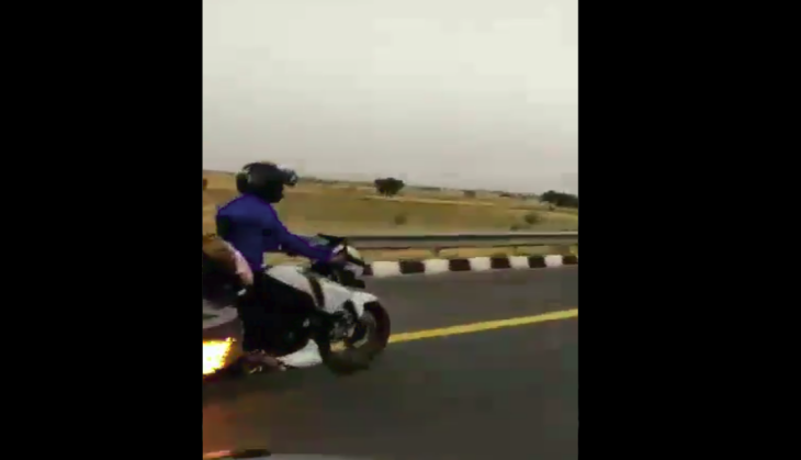 Bike is on fire! UP Police did this brave thing to save three lives on highway; here's the viral video